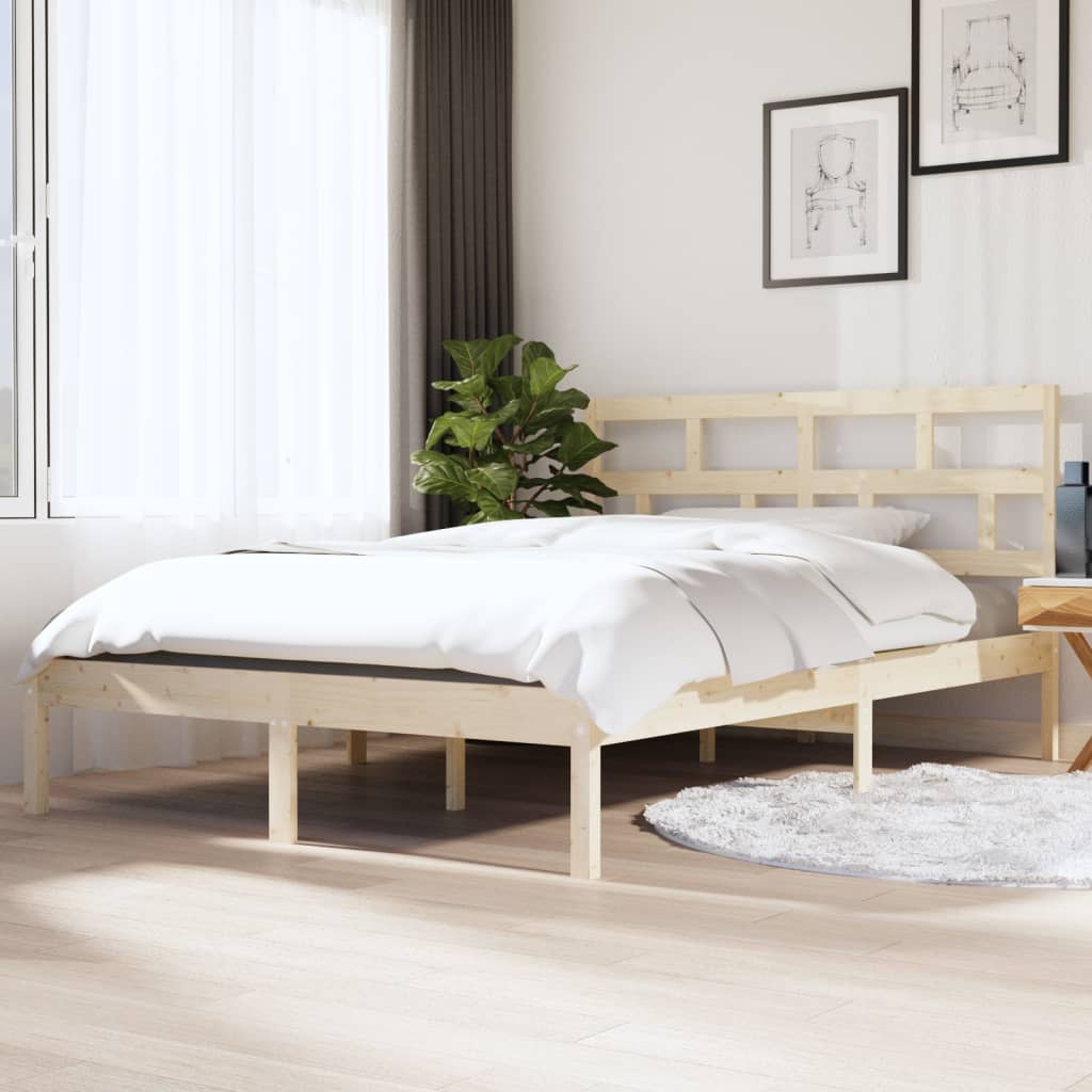 Cama sin colchón madera maciza de pino blanca 180x200 cm