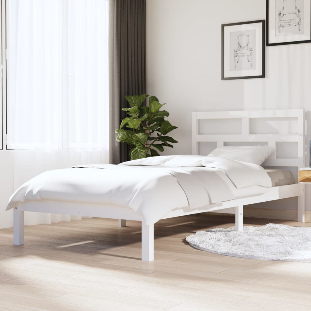 Cama sin colchón madera maciza de pino blanca 180x200 cm