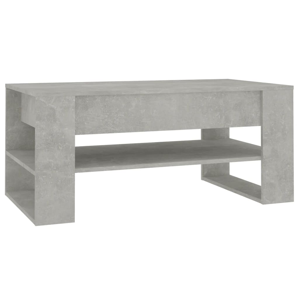 Mesa de centro madera contrachapada gris hormigón 102x55x45 cm