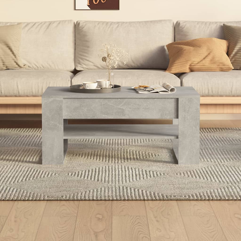 Mesa de centro madera contrachapada gris hormigón 102x55x45 cm