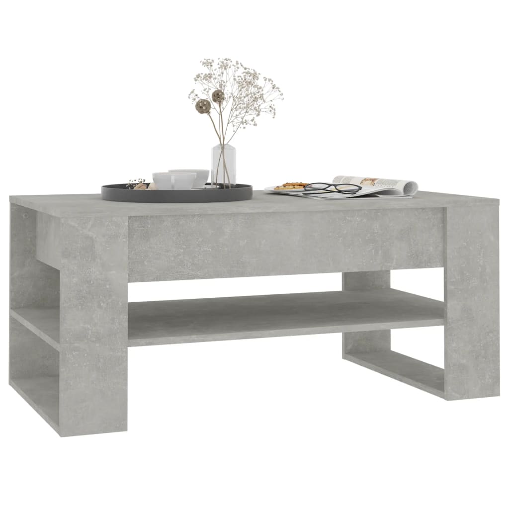 Mesa de centro madera contrachapada gris hormigón 102x55x45 cm