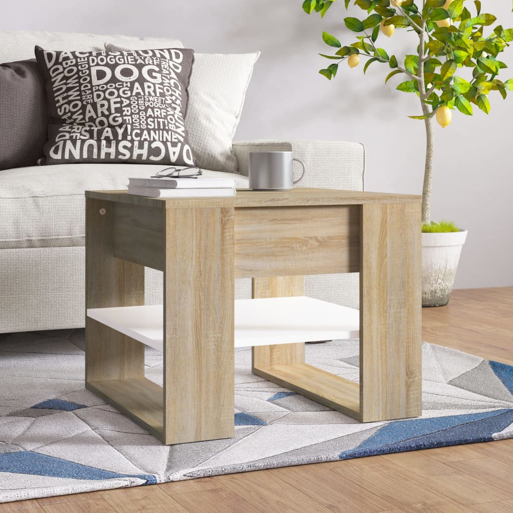 Mesa de centro madera contrachapada gris hormigón 102x55x45 cm
