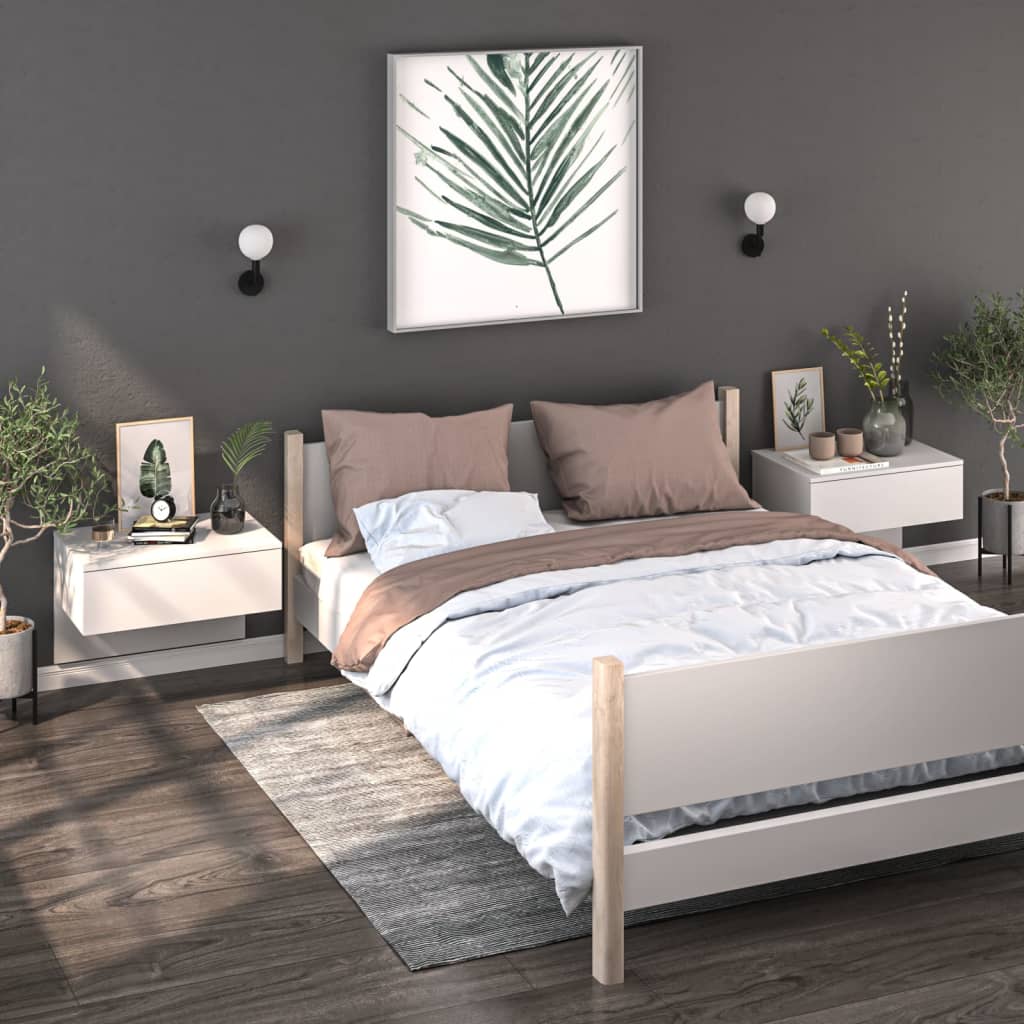 Mesita de noche de pared 2 uds color gris Sonoma