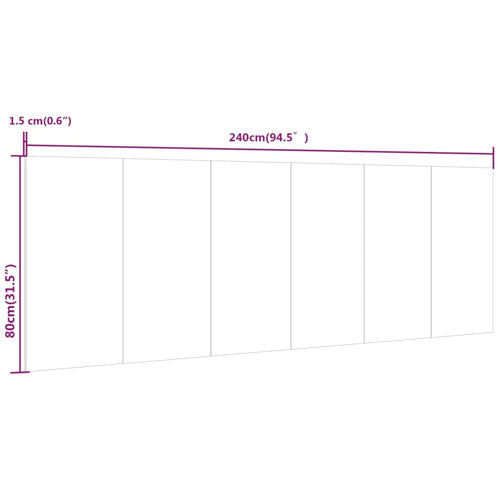 Cabecero de cama pared madera contrachapada blanco 240x1,5x80cm