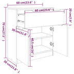 Aparador de madera contrachapada blanco 60x30x70 cm