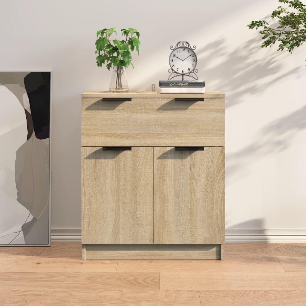 Aparador de madera contrachapada blanco 60x30x70 cm