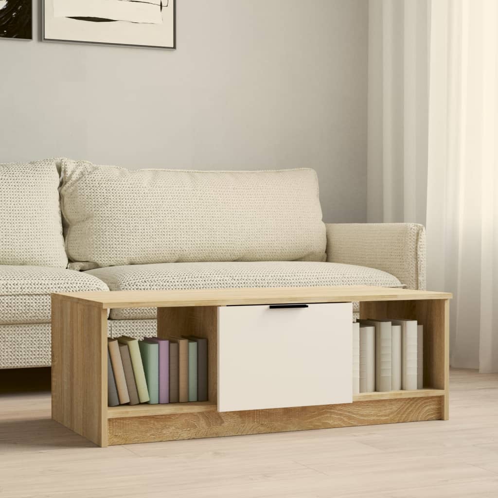 Mesa de centro madera contrachapada blanco 50x50x36 cm