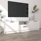 Mueble de TV blanco 140x35x40 cm madera de ingeniería