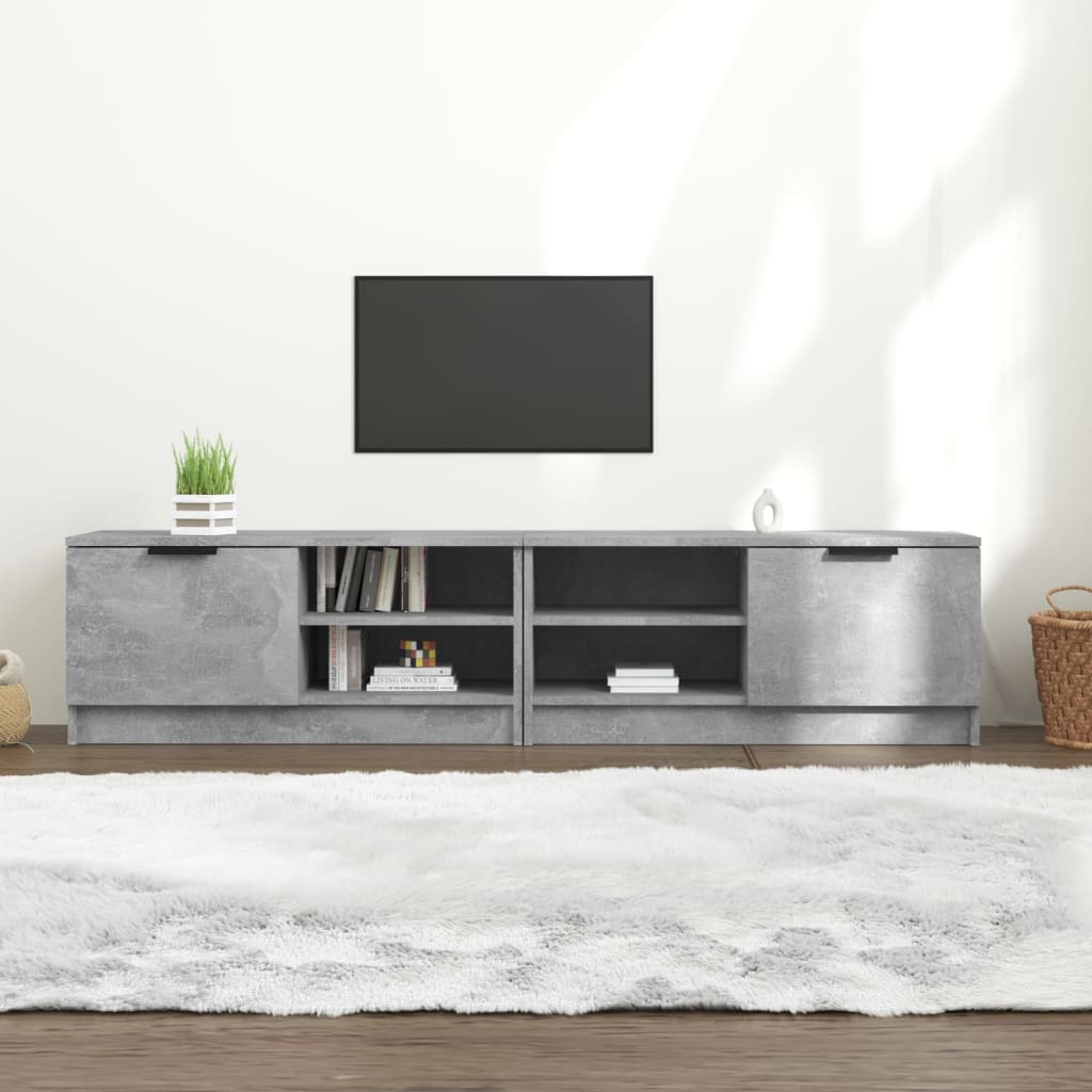 Mueble de TV 2 pzas madera contrachapada hormigón 80x35x36,5 cm