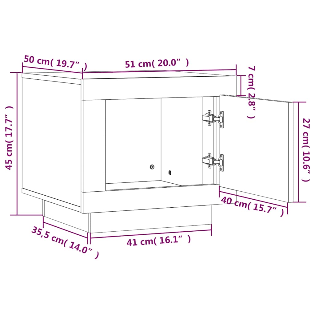 Mesa de centro madera contrachapada blanco 51x50x45 cm