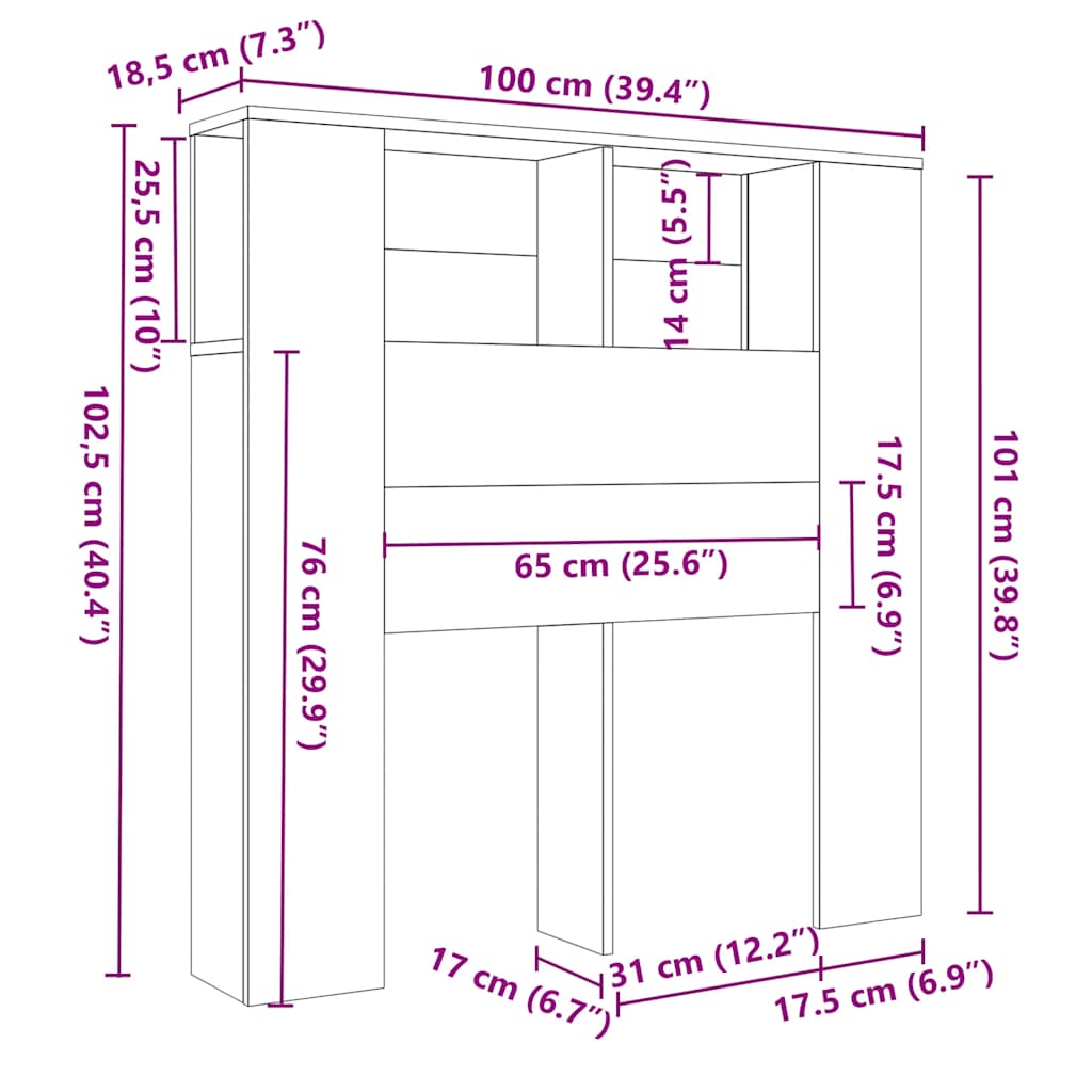 Cabecero blanco 100x18,5x102,5 cm