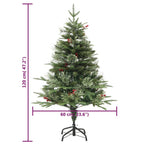 Árbol de Navidad con luces y piñas PVC PE verde 120 cm