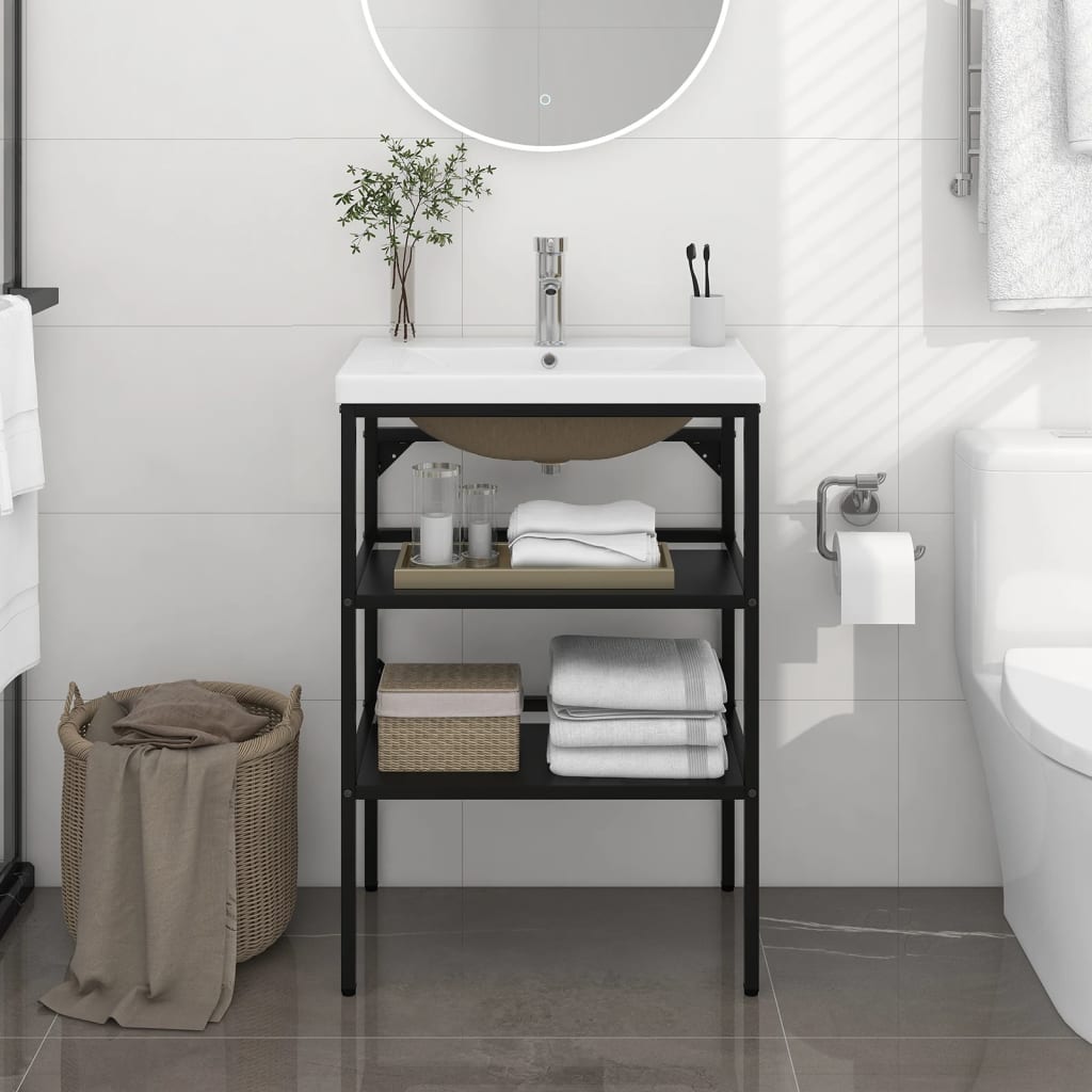 Estructura de baño con lavabo incorporado hierro blanco