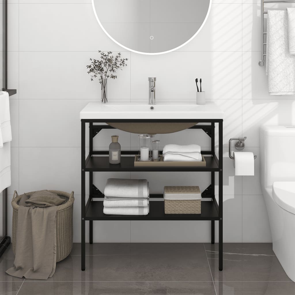 Estructura de baño con lavabo incorporado hierro blanco