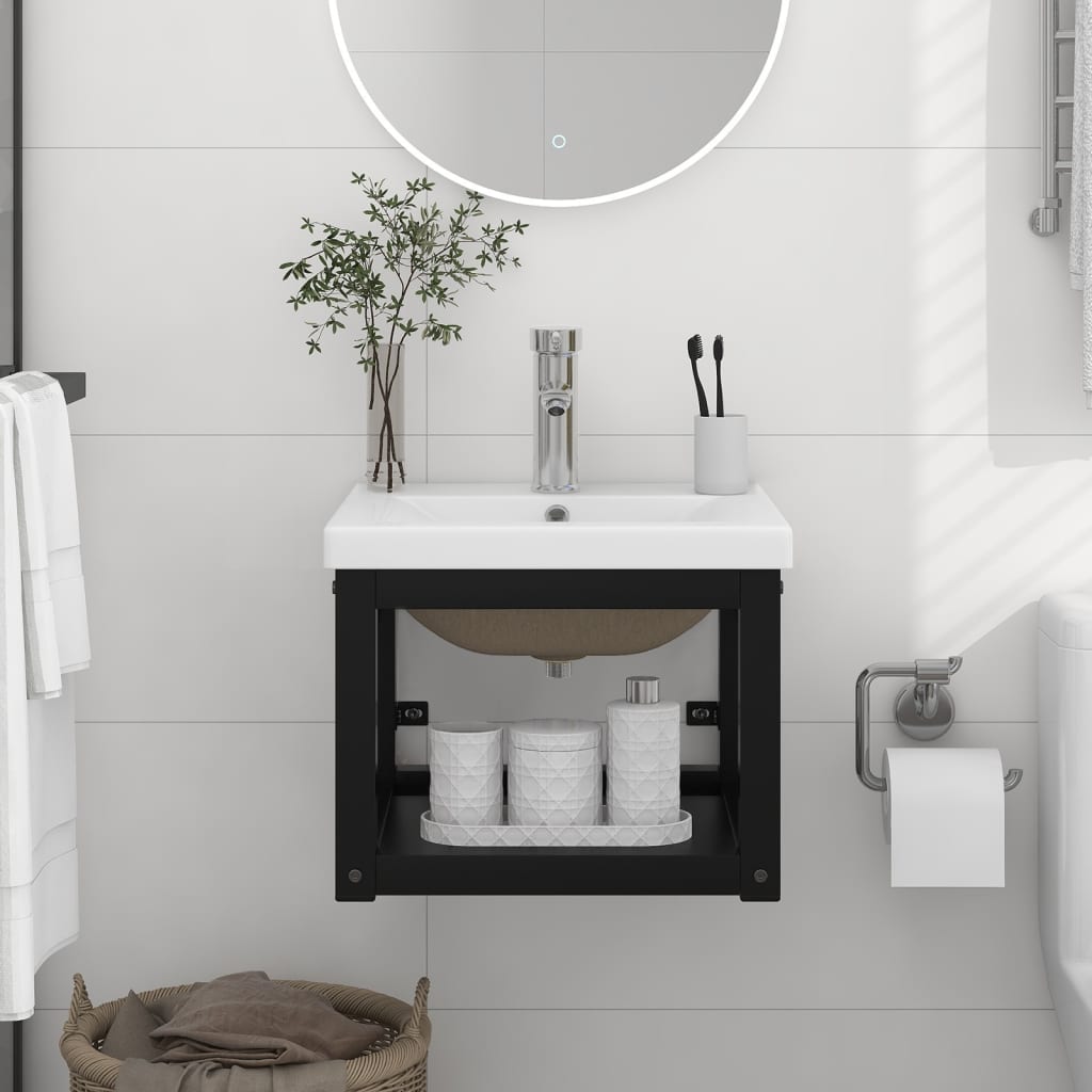 Estructura de baño con lavabo incorporado hierro blanco