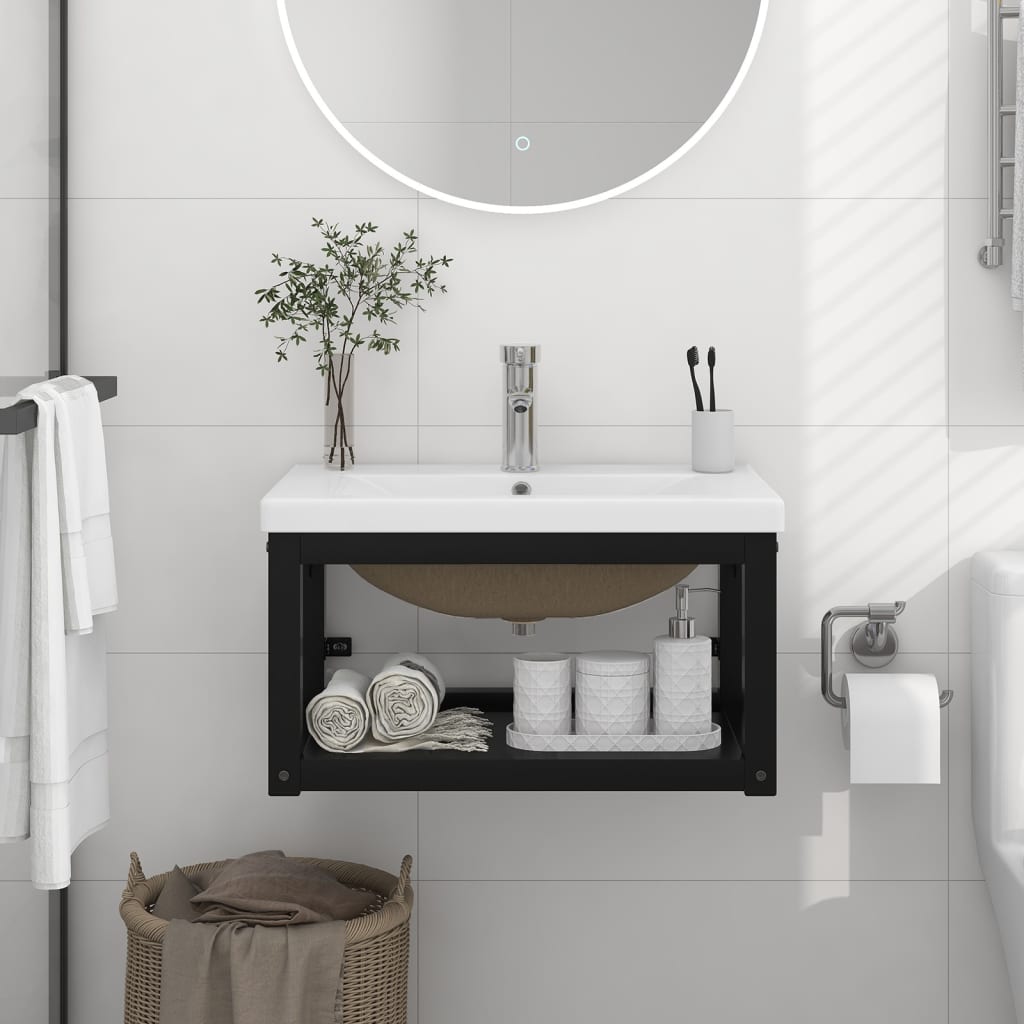 Estructura de baño con lavabo incorporado hierro blanco