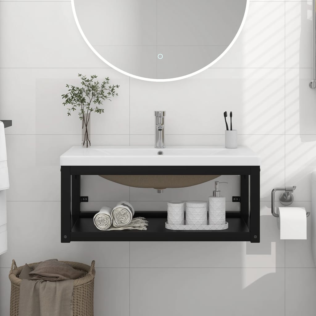 Estructura de baño con lavabo incorporado hierro blanco