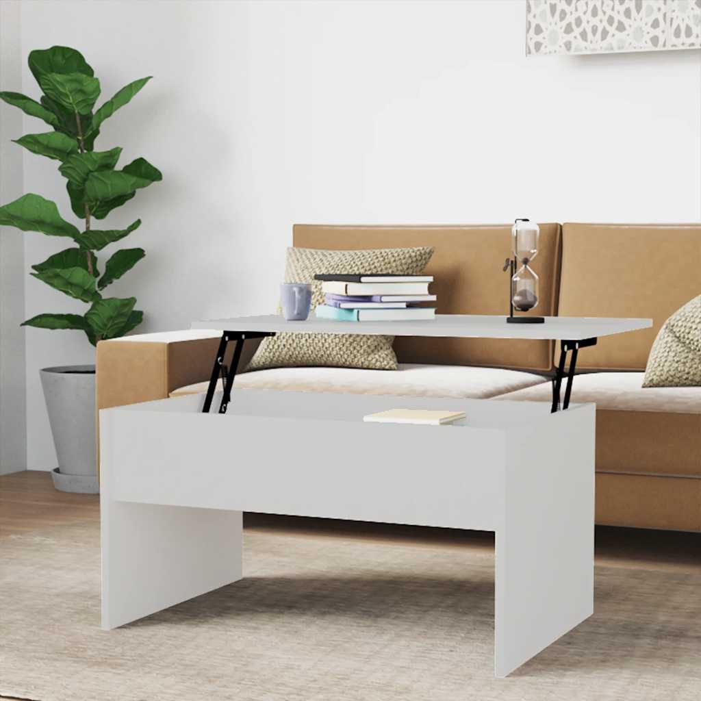 Mesa de centro madera contrachapada blanco 102x50,5x52,5x cm