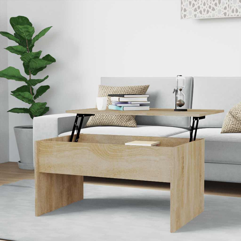 Mesa de centro madera contrachapada blanco 102x50,5x52,5x cm