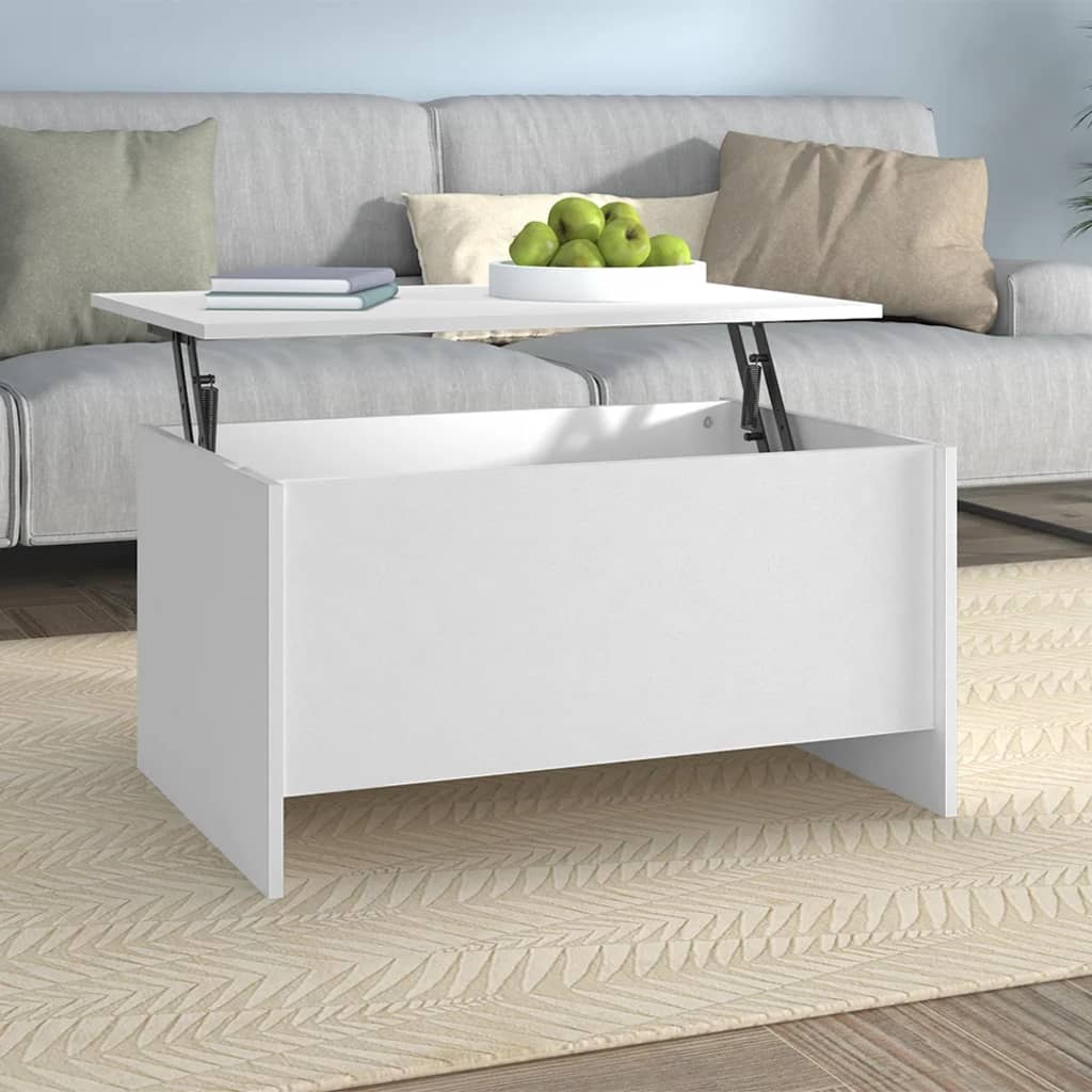 Mesa de centro madera contrachapada blanco 102x50,5x52,5x cm