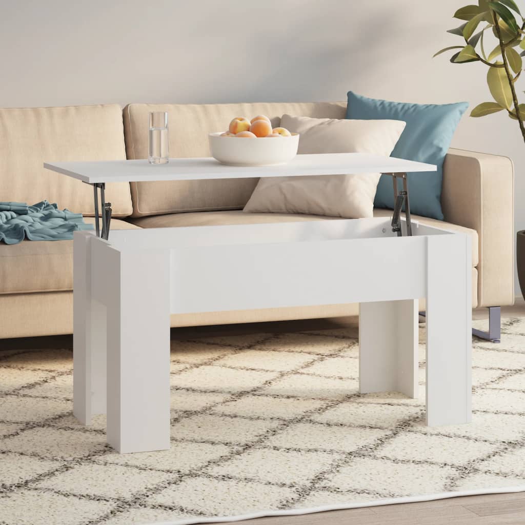 Mesa de centro madera contrachapada blanco 102x50,5x52,5x cm