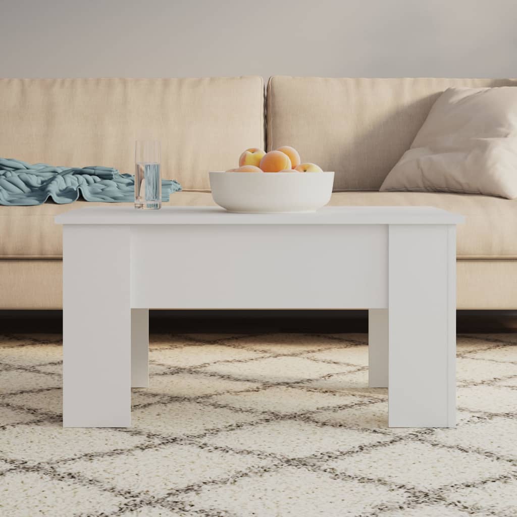 Mesa de centro madera contrachapada blanco 102x50,5x52,5x cm