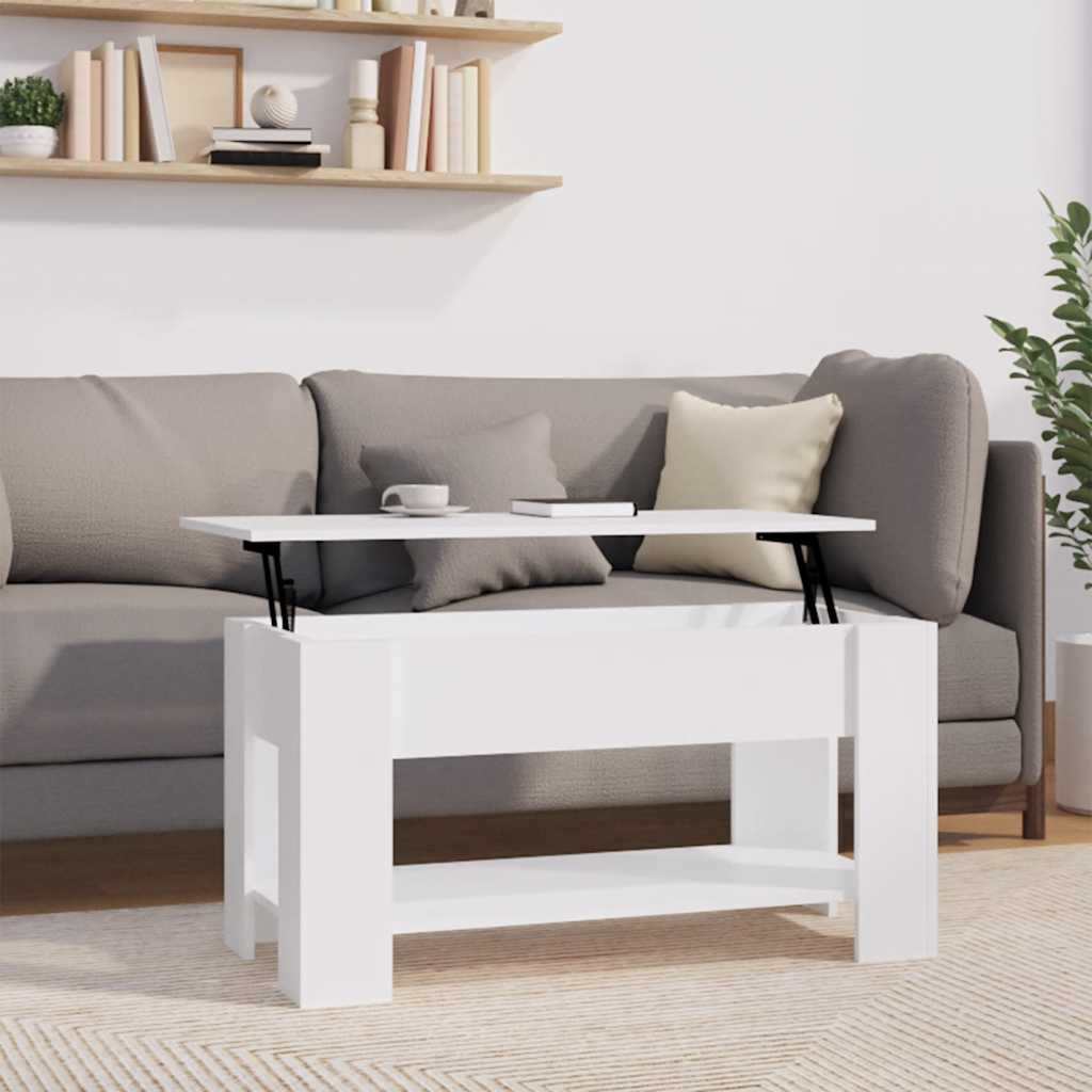 Mesa de centro madera contrachapada blanco 102x50,5x52,5x cm