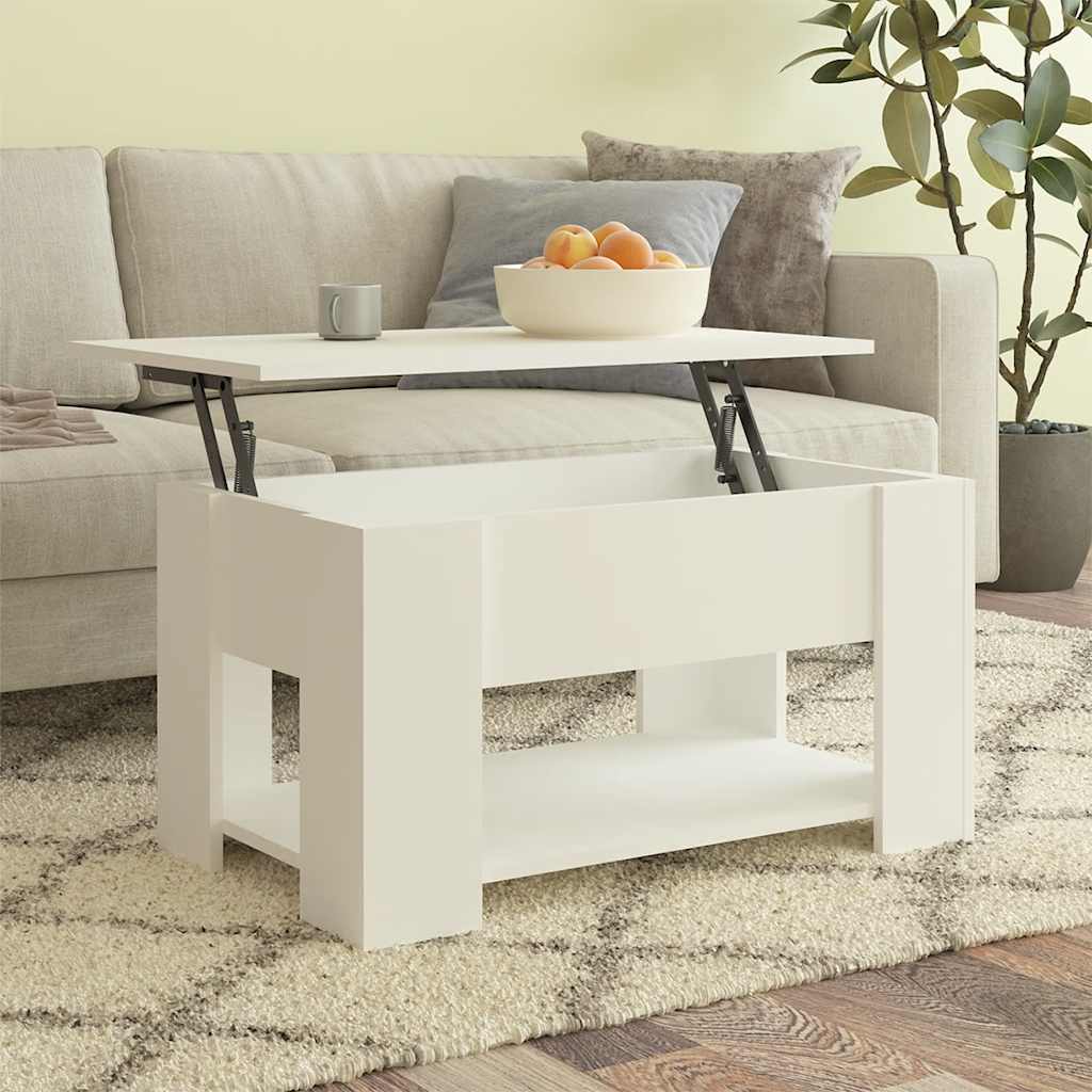 Mesa de centro madera contrachapada blanco 102x50,5x52,5x cm