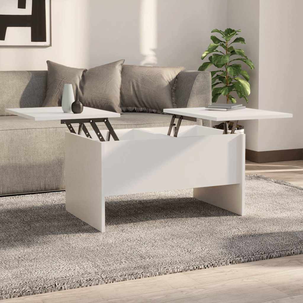 Mesa de centro 2 uds madera ingeniería blanco brillo 50x50x40cm