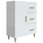 Aparador de madera contrachapada blanco brillante 69,5x34x90 cm