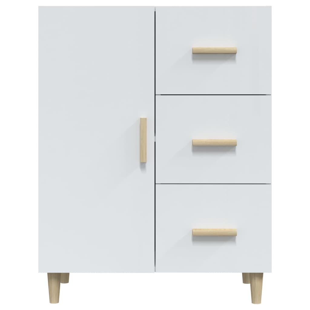 Aparador de madera contrachapada blanco brillante 69,5x34x90 cm