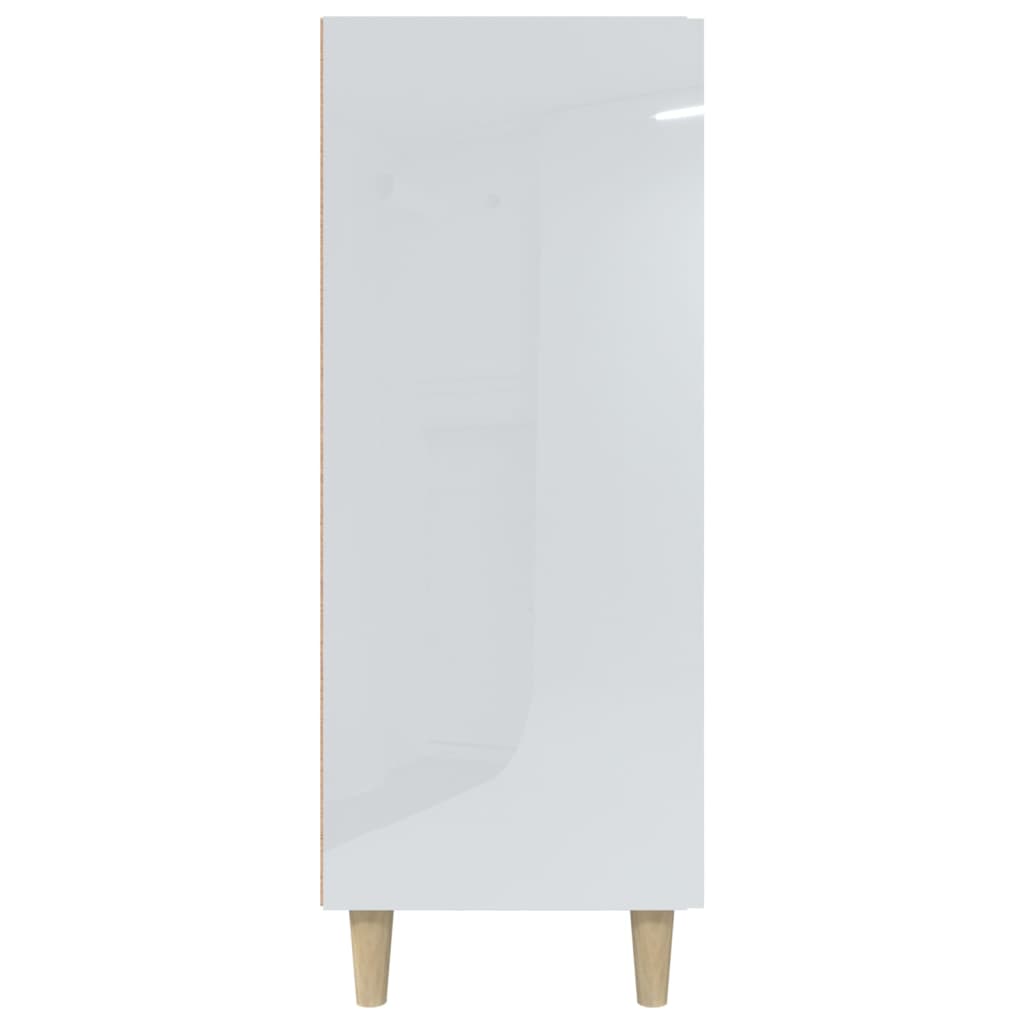 Aparador de madera contrachapada blanco brillante 69,5x34x90 cm