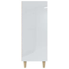 Aparador de madera contrachapada blanco brillante 69,5x34x90 cm