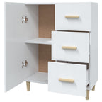 Aparador de madera contrachapada blanco brillante 69,5x34x90 cm