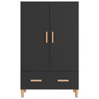 Aparador de madera de ingeniería negro 70x31x115 cm