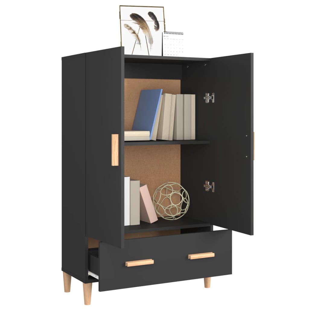 Aparador de madera de ingeniería negro 70x31x115 cm