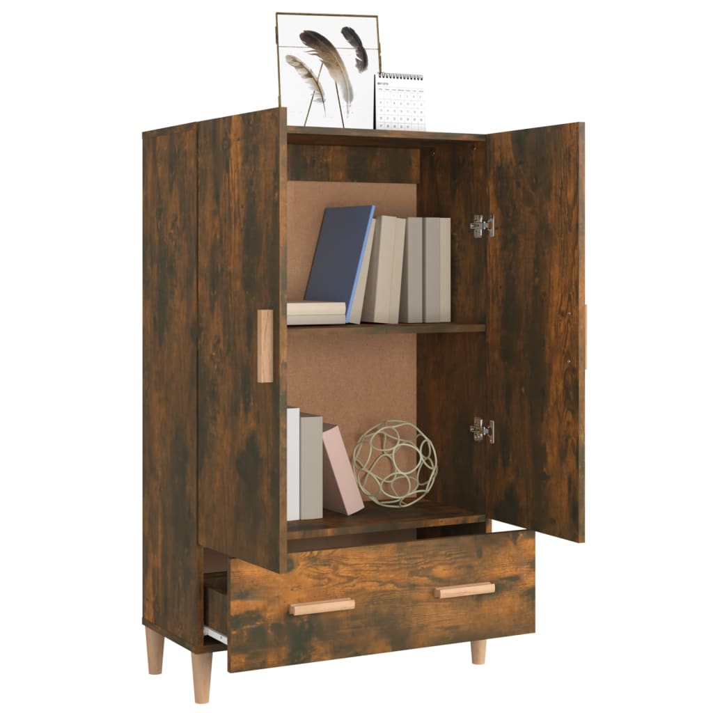 Aparador madera contrachapada roble ahumado 70x31x115 cm