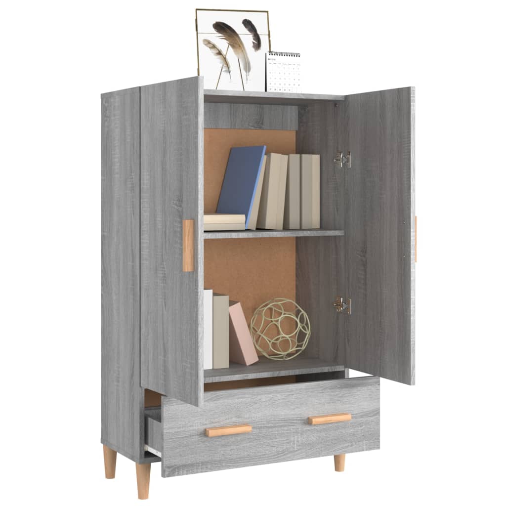 Aparador alto de madera contrachapada gris Sonoma 70x31x115 cm