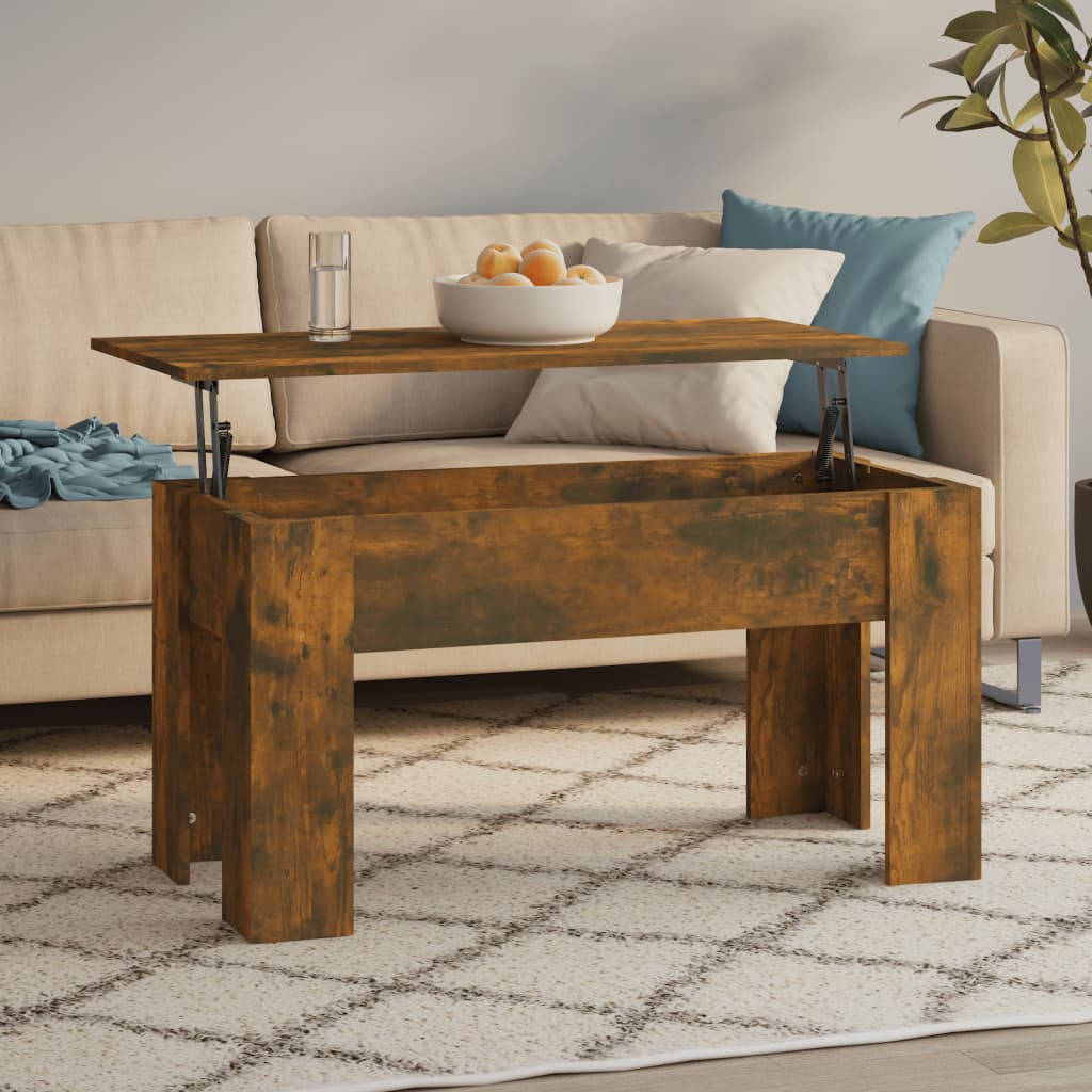 Mesa de centro madera contrachapada blanco 102x50,5x52,5x cm