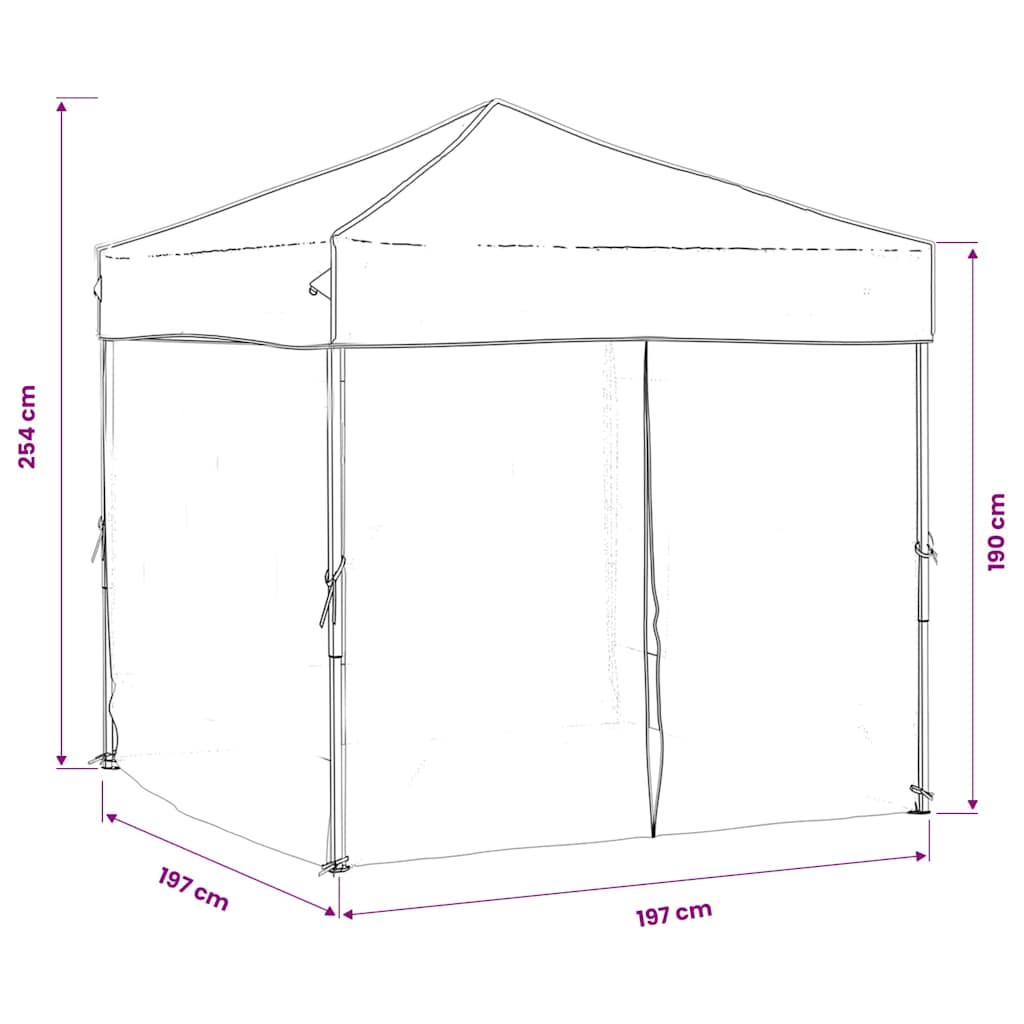 Carpa de fiesta plegable con paredes laterales antracita 2x2 m