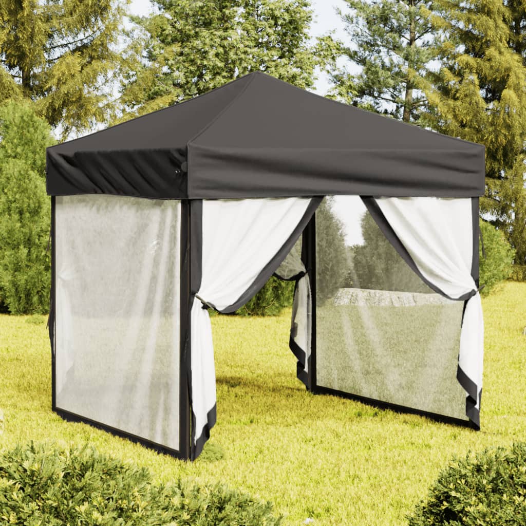 Carpa de fiesta plegable con paredes laterales antracita 3x3 m