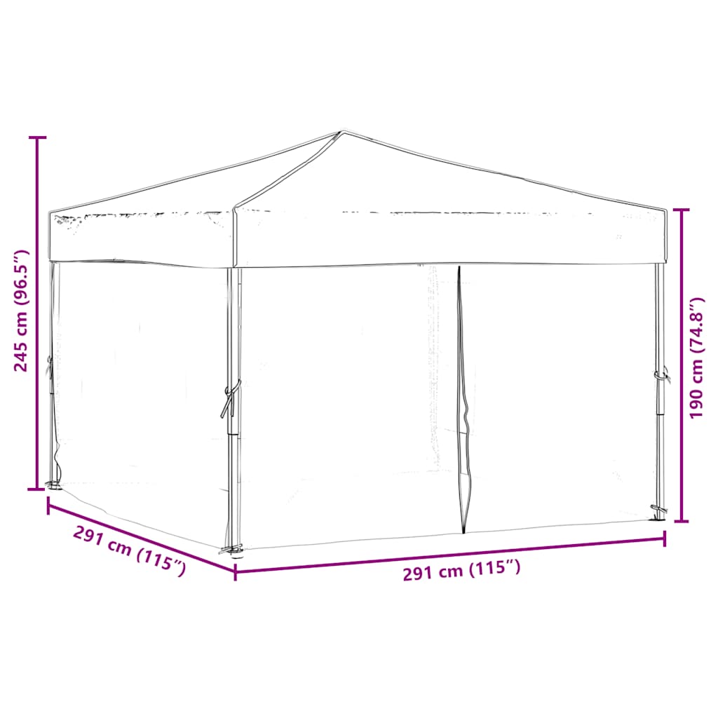 Carpa de fiesta plegable con paredes laterales antracita 3x3 m