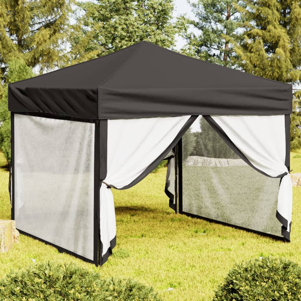 Carpa de fiesta plegable con paredes laterales antracita 2x2 m