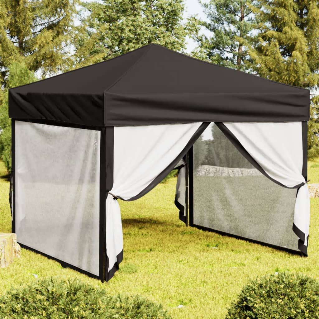 Carpa de fiesta plegable con paredes laterales antracita 3x3 m