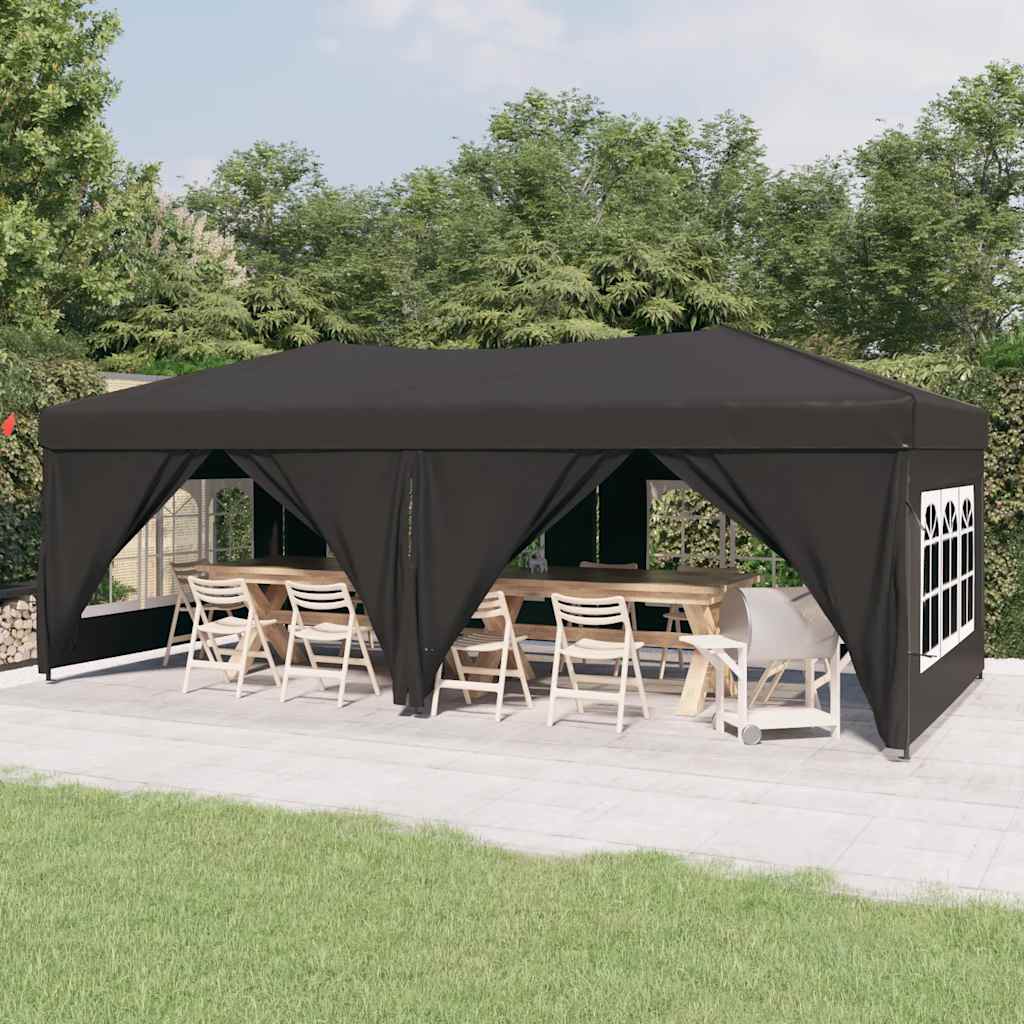 Carpa de fiesta plegable con paredes laterales antracita 3x3 m