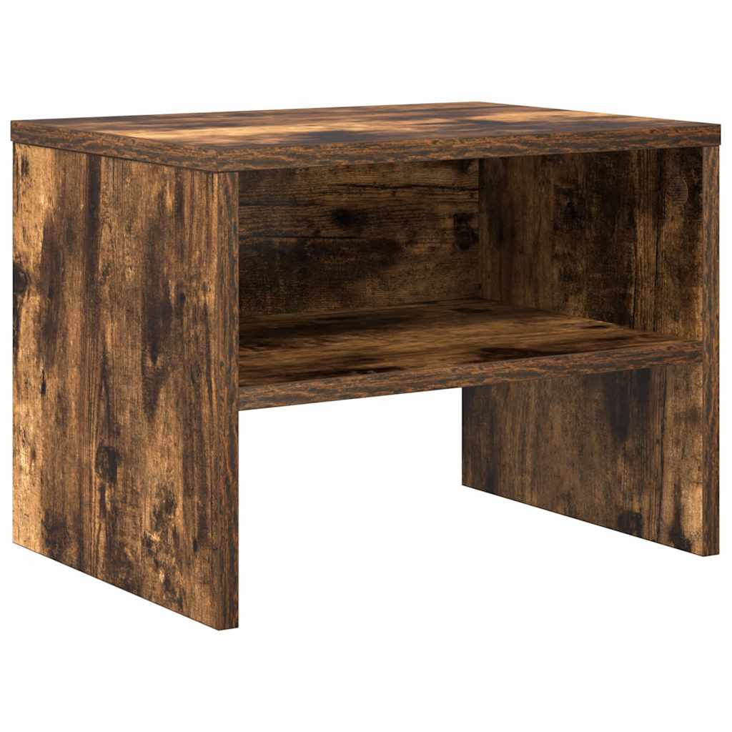 Mesita de noche madera contrachapada roble ahumado 40x30x30 cm