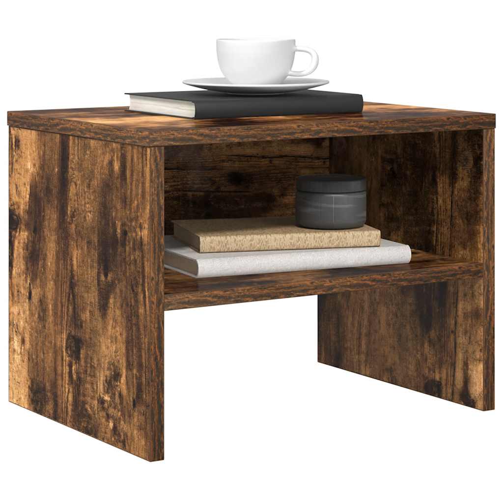 Mesita de noche madera contrachapada roble ahumado 40x30x30 cm
