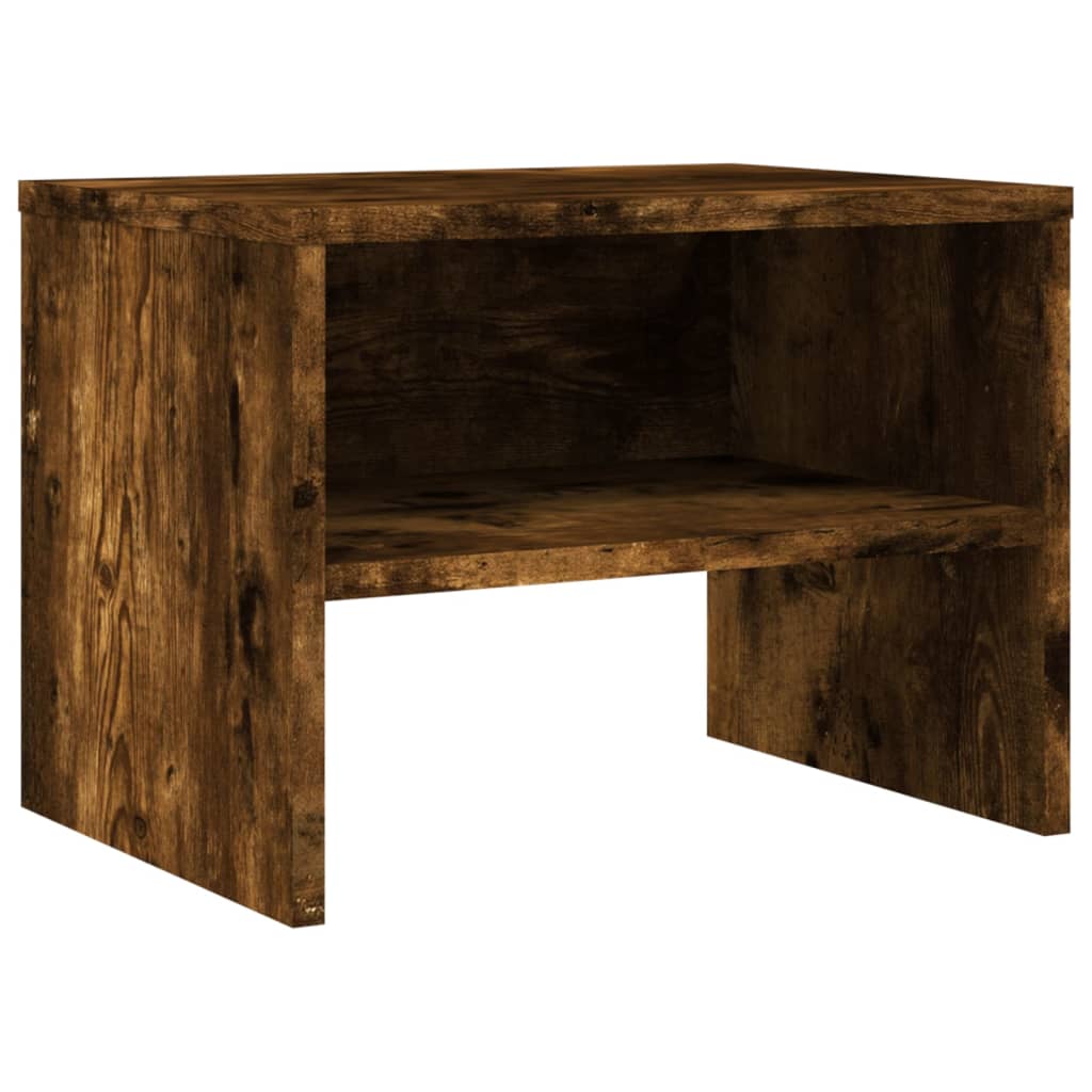 Mesita de noche madera contrachapada roble ahumado 40x30x30 cm