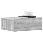Mesita de noche flotante madera contrachapada gris 40x30x15cm
