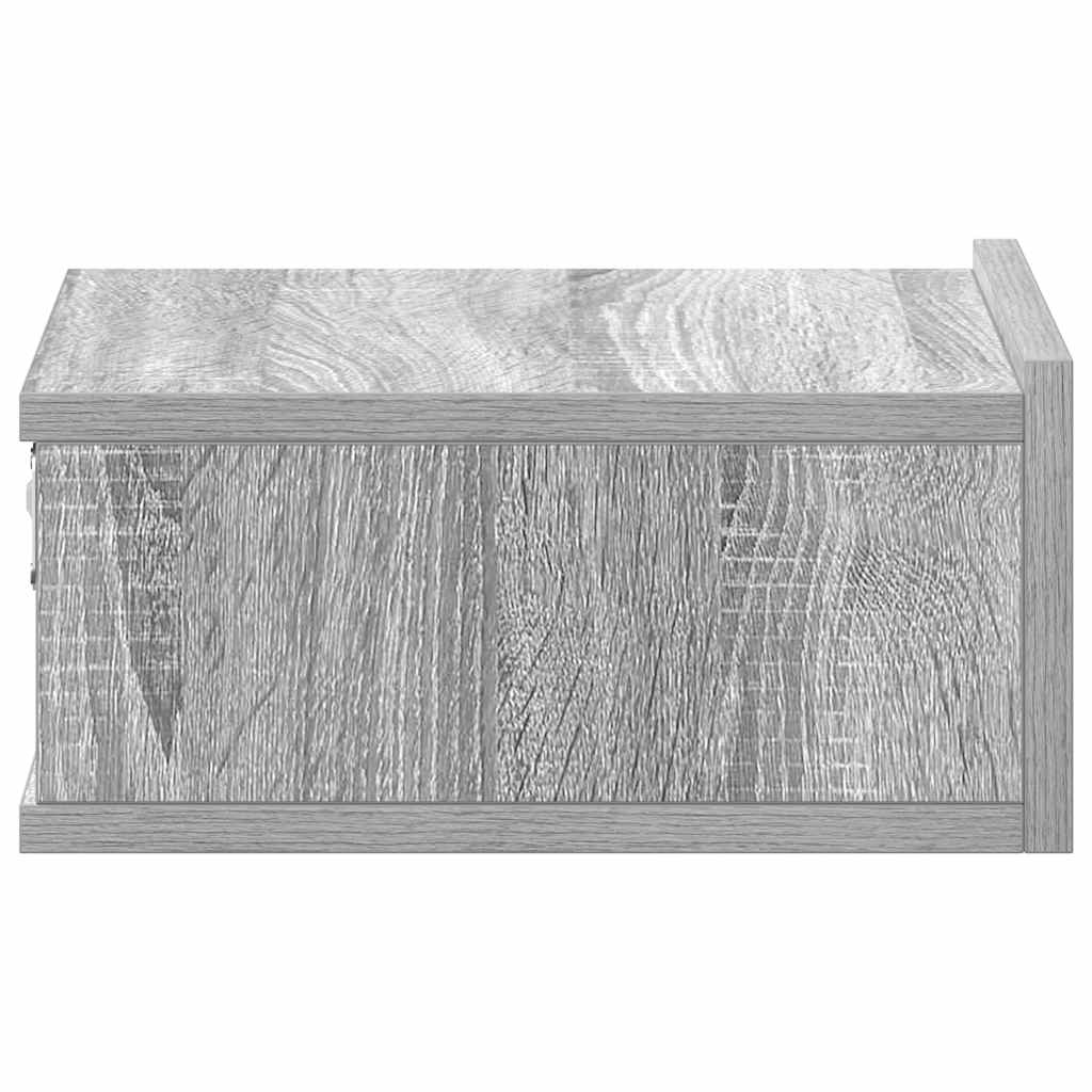 Mesita de noche flotante madera contrachapada gris 40x30x15cm